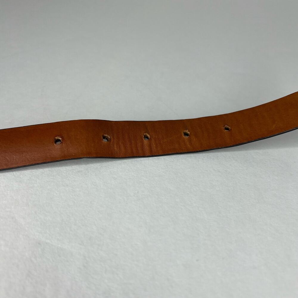 Joan & David Italy Croc Pattern Brown Leather Belt with Silvertone Hardware Sz M - Picture 5 of 12